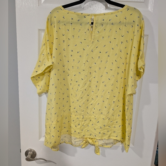 Buffalo David Bitton Yellow Tie Front Detail Short Sleeve Blouse in Size XXL - Picture 7 of 9